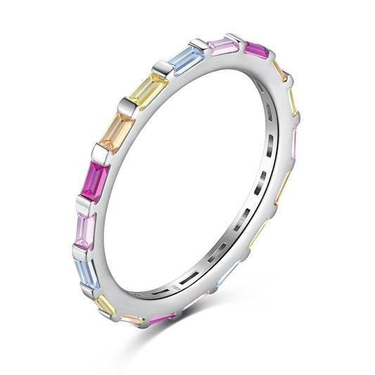 [Clover Jewelery]Exquisite Multicolored Emerald Cut Daily Ring