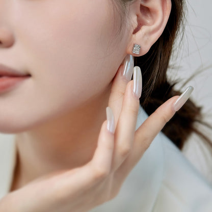 [Clover Jewelery]Radiant Luxurious Princess Cut Daily Earrings