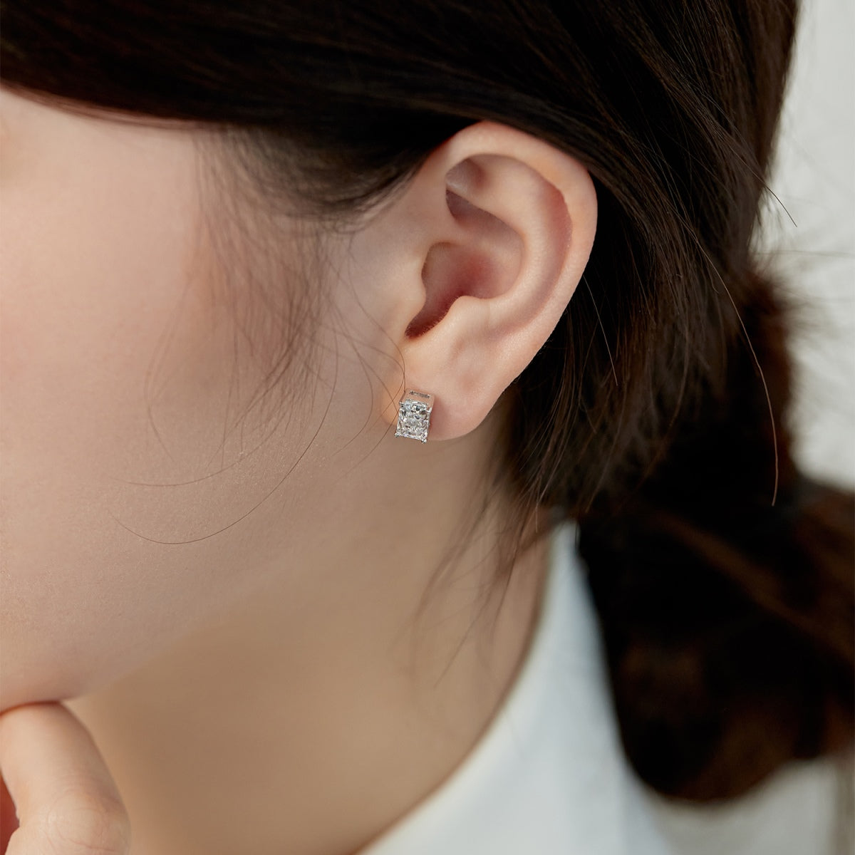 [Clover Jewelery]Radiant Luxurious Princess Cut Daily Earrings