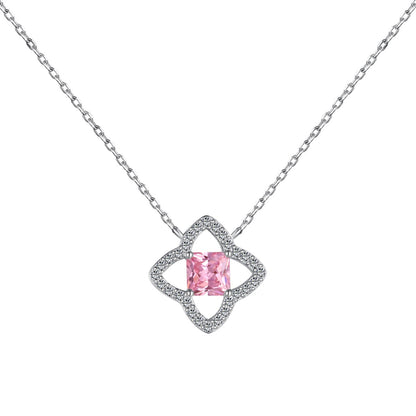 [Clover Jewelery]Exquisite Flower Shape Princess Cut Necklace