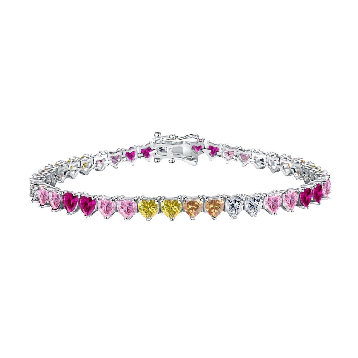 [Clover Jewelery]Luxurious Colorful Romantic Heart Shape Lover Bracelet