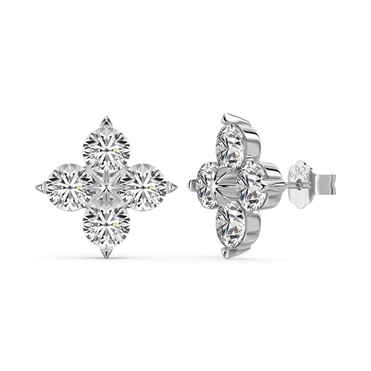 [Clover Jewelery]Four-Leaf Clover Eight-Pointed Star Earrings
