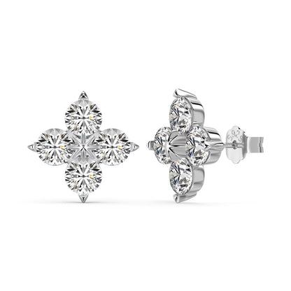 [Clover Jewelery]Four-Leaf Clover Eight-Pointed Star Earrings