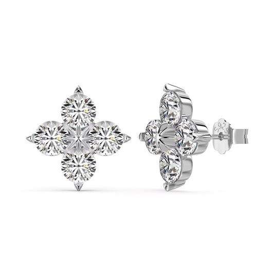[Clover Jewelery]Four-Leaf Clover Eight-Pointed Star Earrings