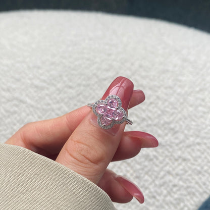 [Clover Jewelery]Luxurious Eternity Flower Shape Banquet Ring