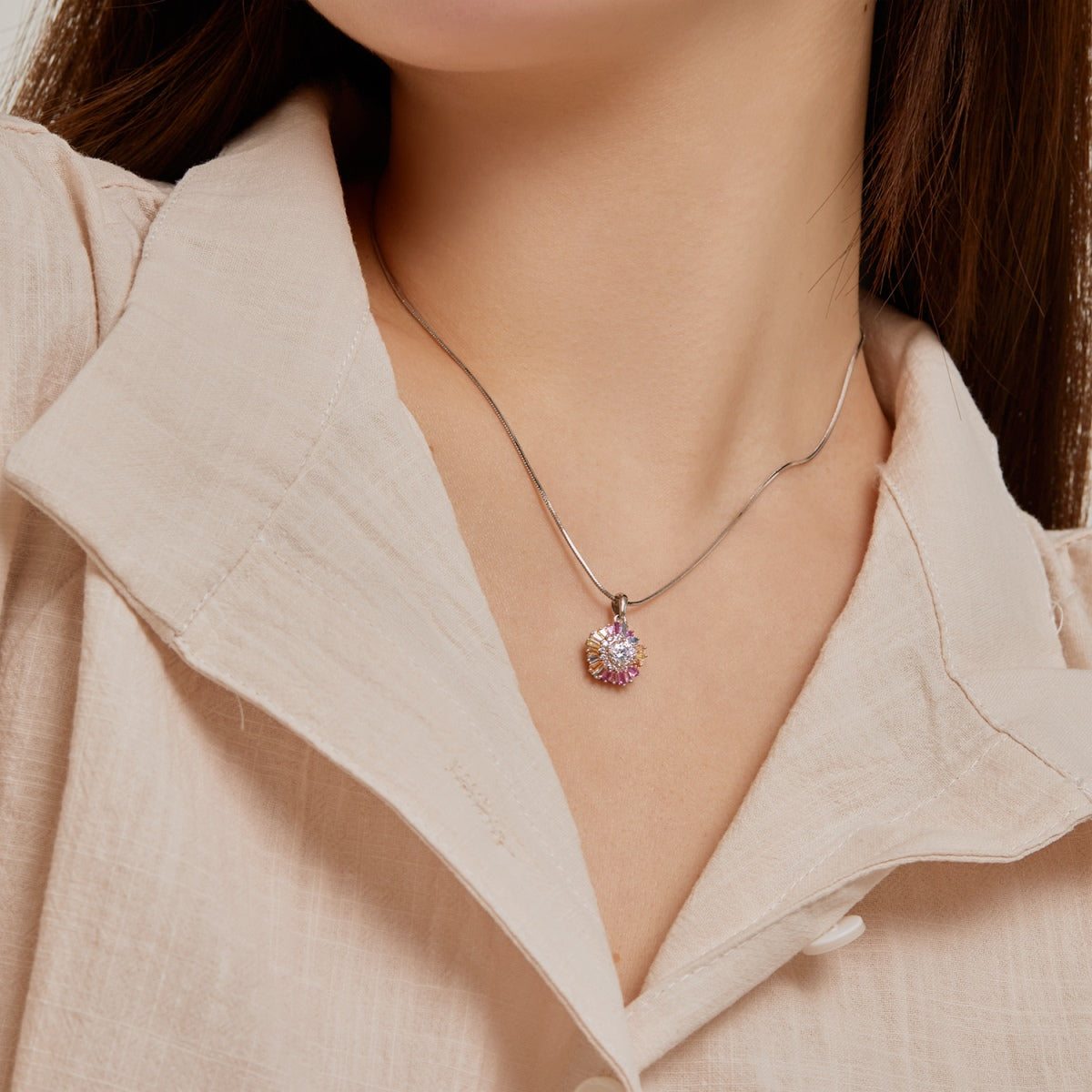 [Clover Jewelery]Charming Flower Colorful Necklace