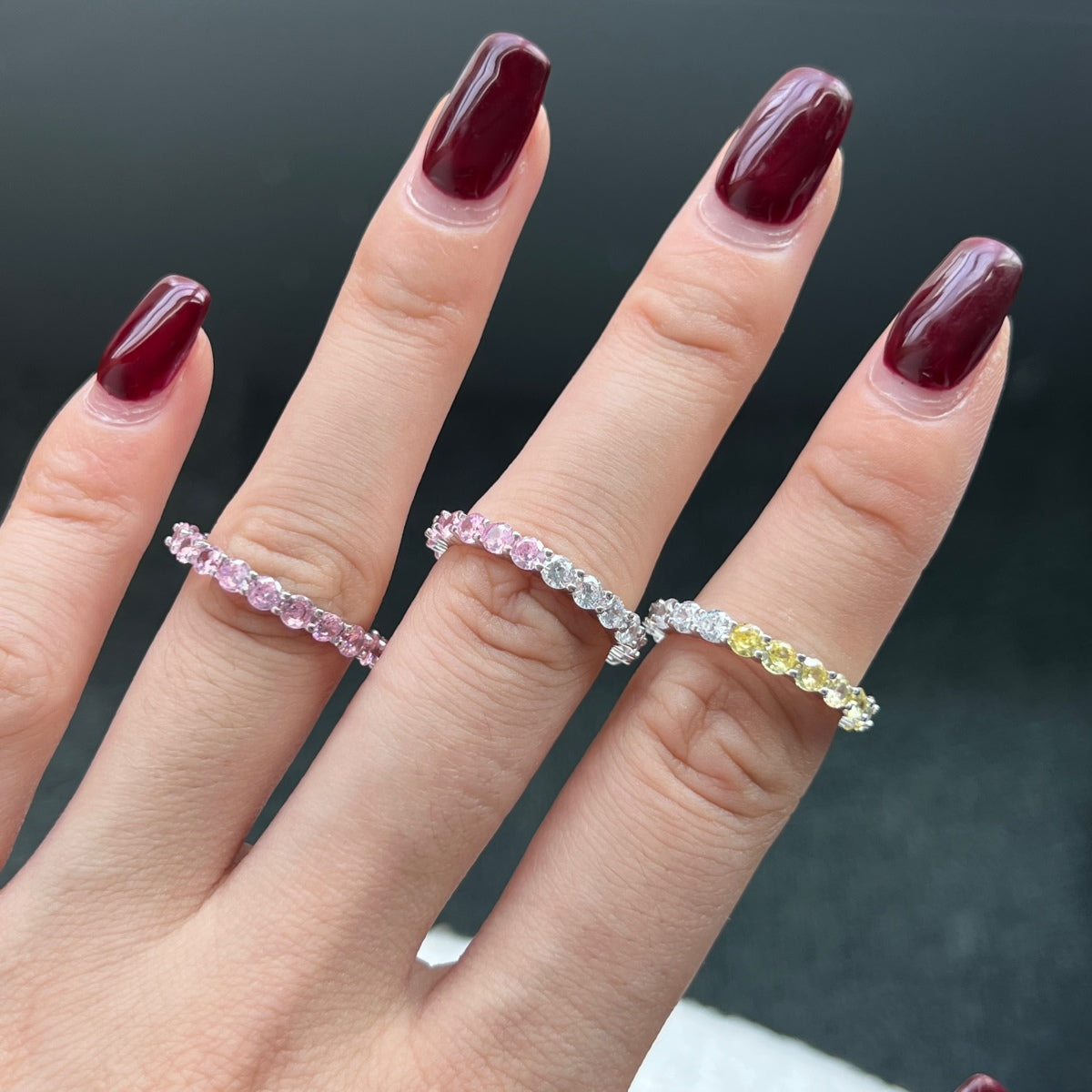 [Clover Jewelery]Sparkling Round Cut Tennis Ring