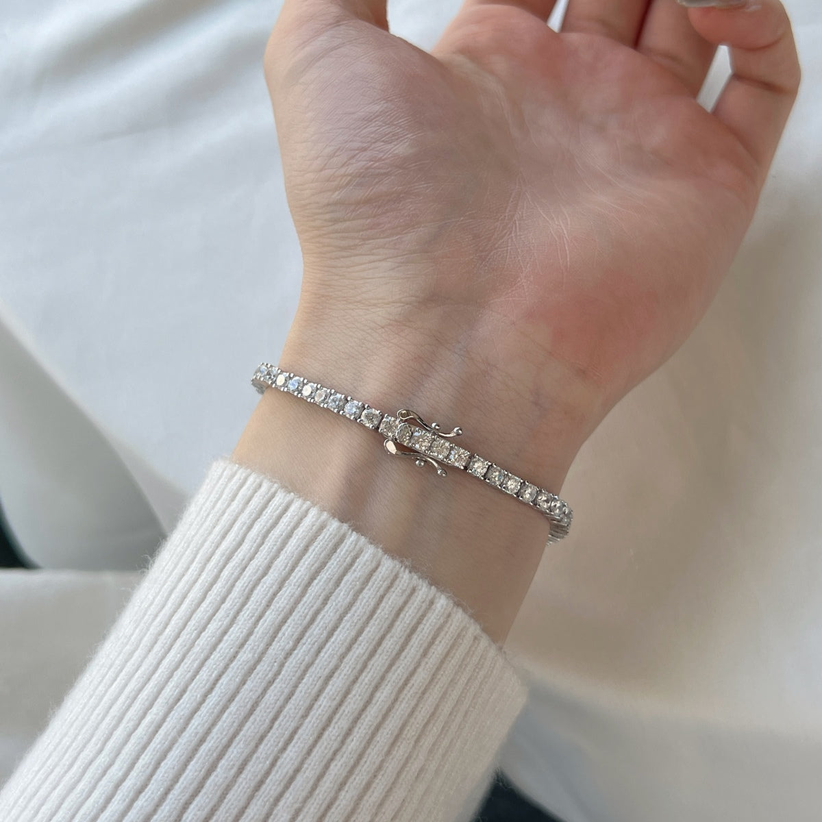 [Clover Jewelery]Dainty Charming Round Cut Tennis Bracelet