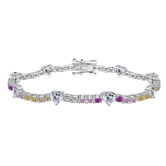 [Clover Jewelery]Romantic Heart Shape Round Cut Lover Bracelet