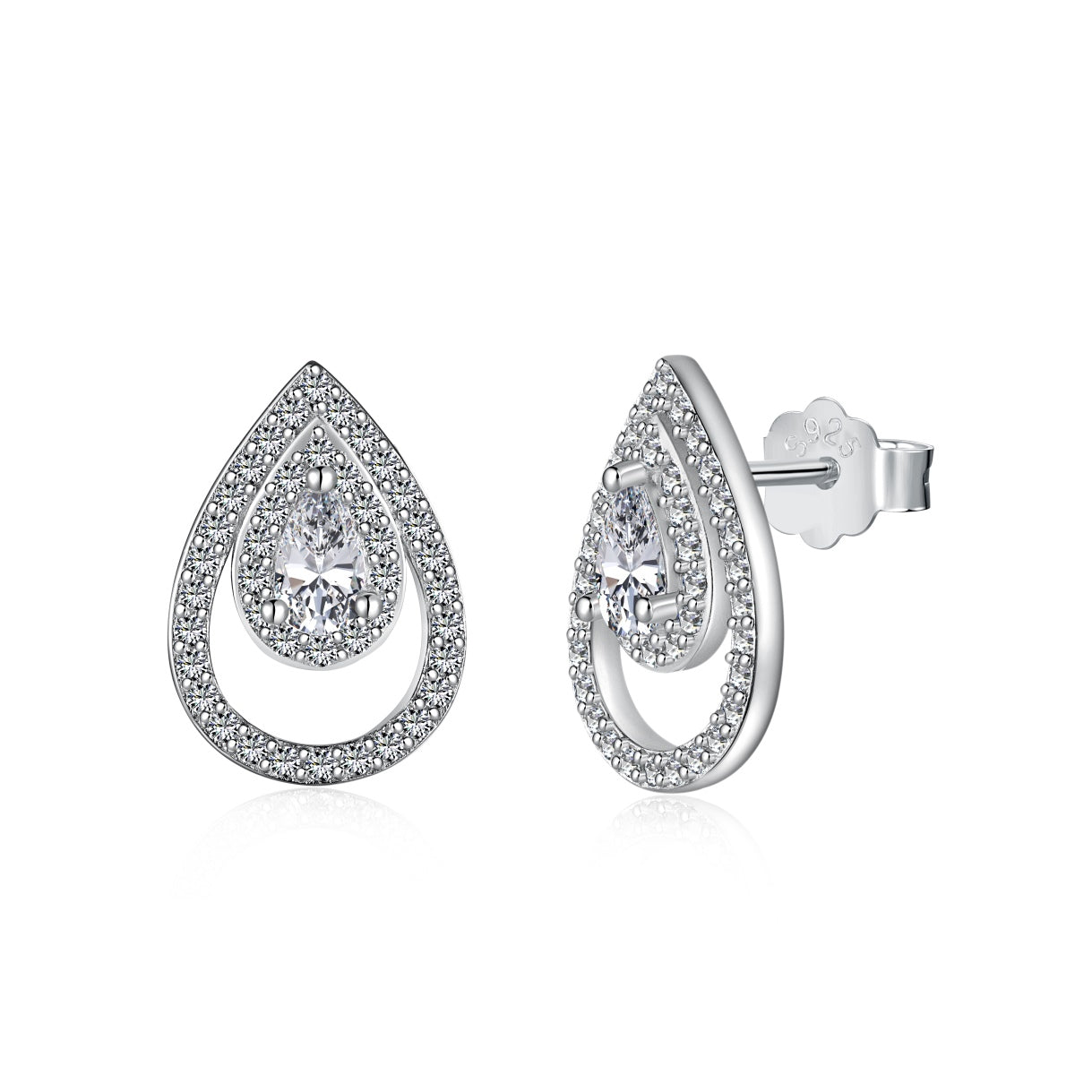 [Clover Jewelery]Sparkling Delicate Water Drop Shape Daily Earrings