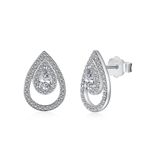 [Clover Jewelery]Sparkling Delicate Water Drop Shape Daily Earrings
