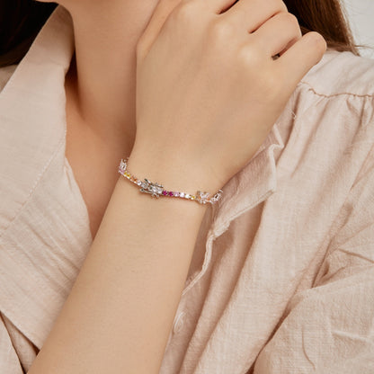 [Clover Jewelery]Ornate Colorful Butterfly Shape Round Cut Daily Bracelet