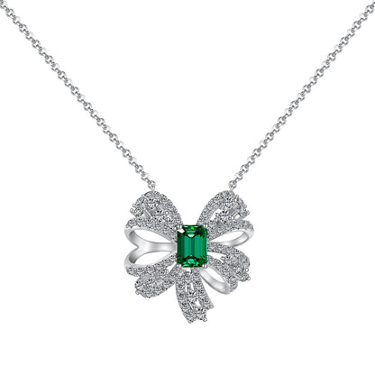 [Clover Jewelery]Luxurious Flower Shape Emerald Cut Necklace