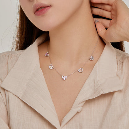 [Clover Jewelery]Sparkling Five Heart Necklace
