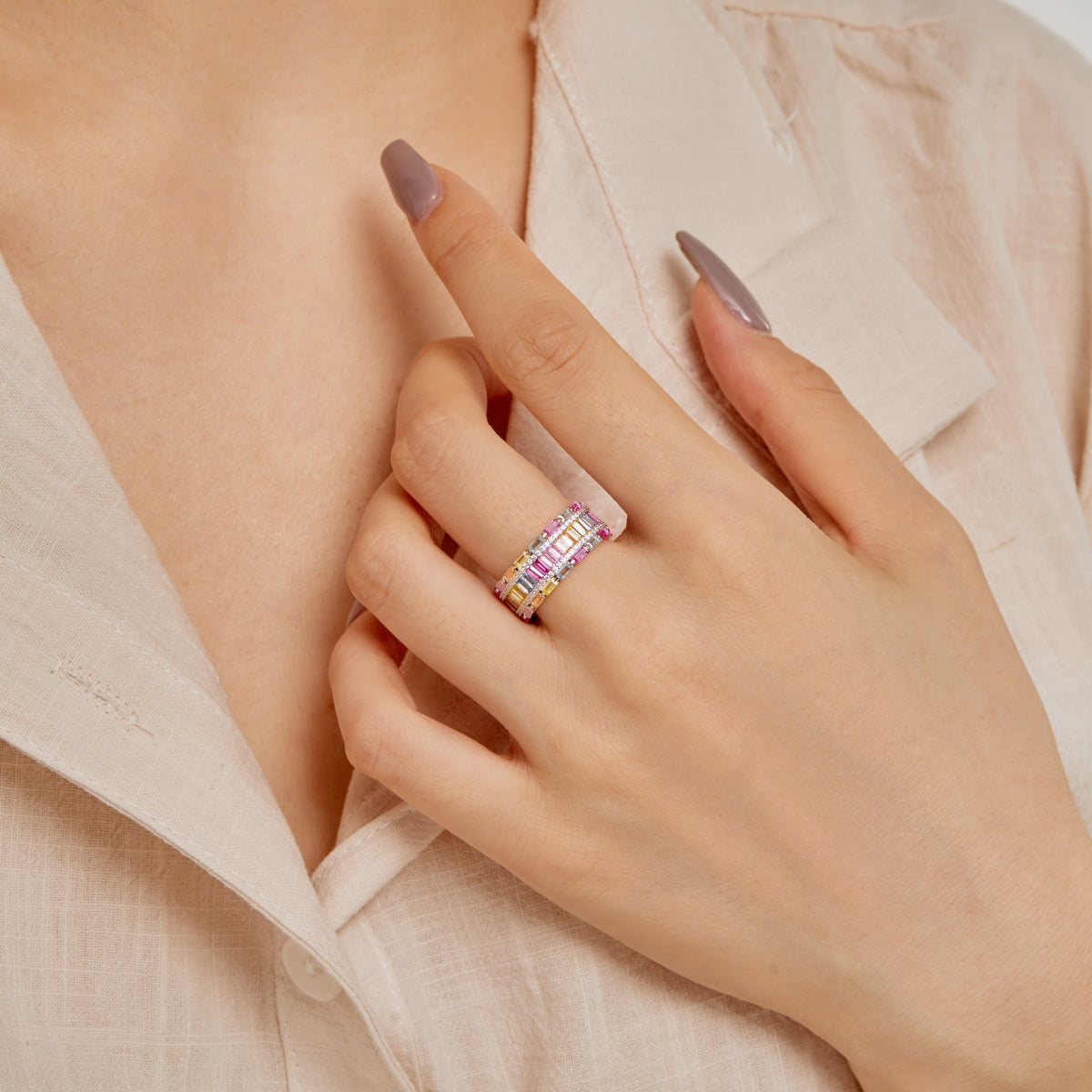 [Clover Jewelery]Dazzling Colorful Radiant Cut Party Ring
