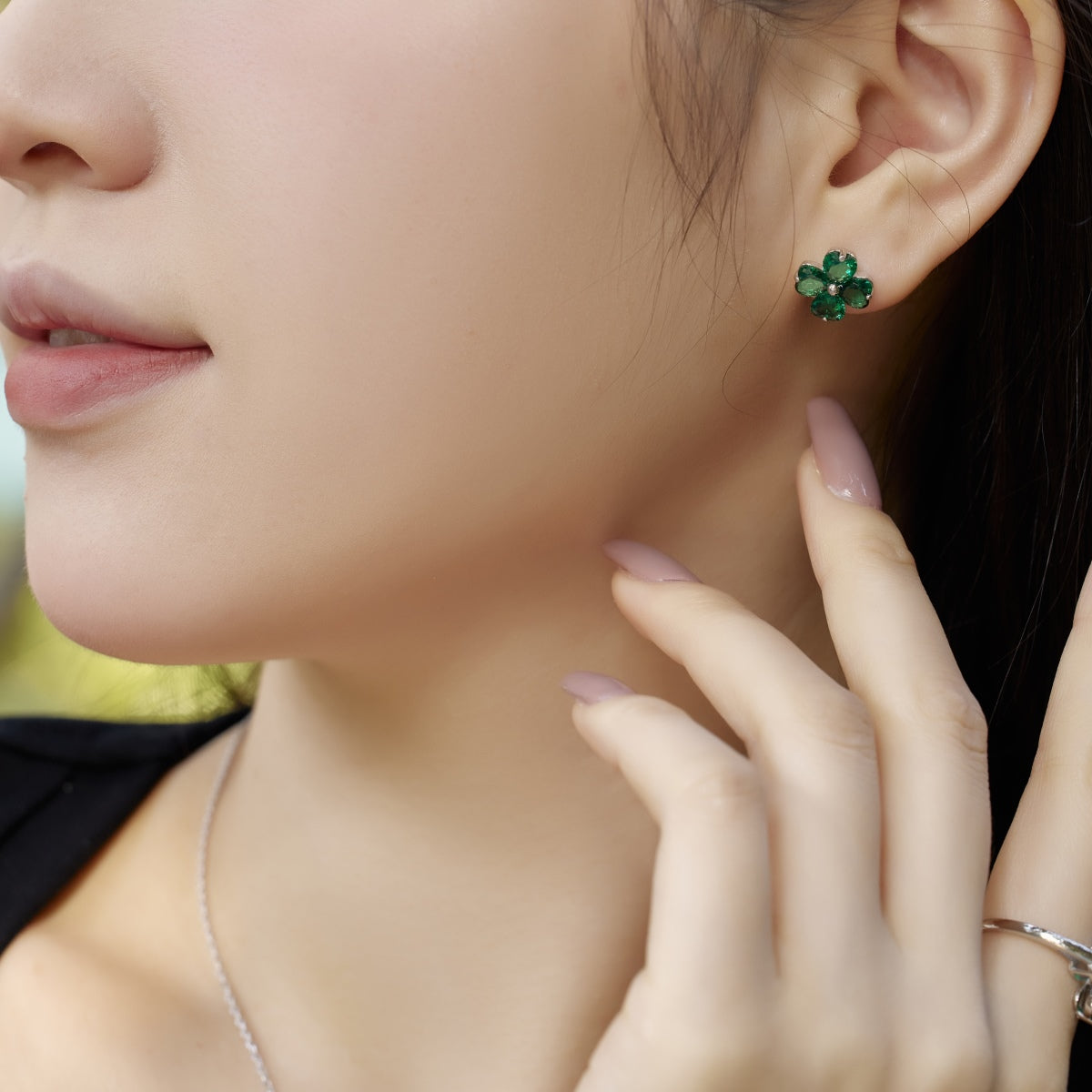 [Clover Jewelery]Four-Leaf Clover Ball Earrings