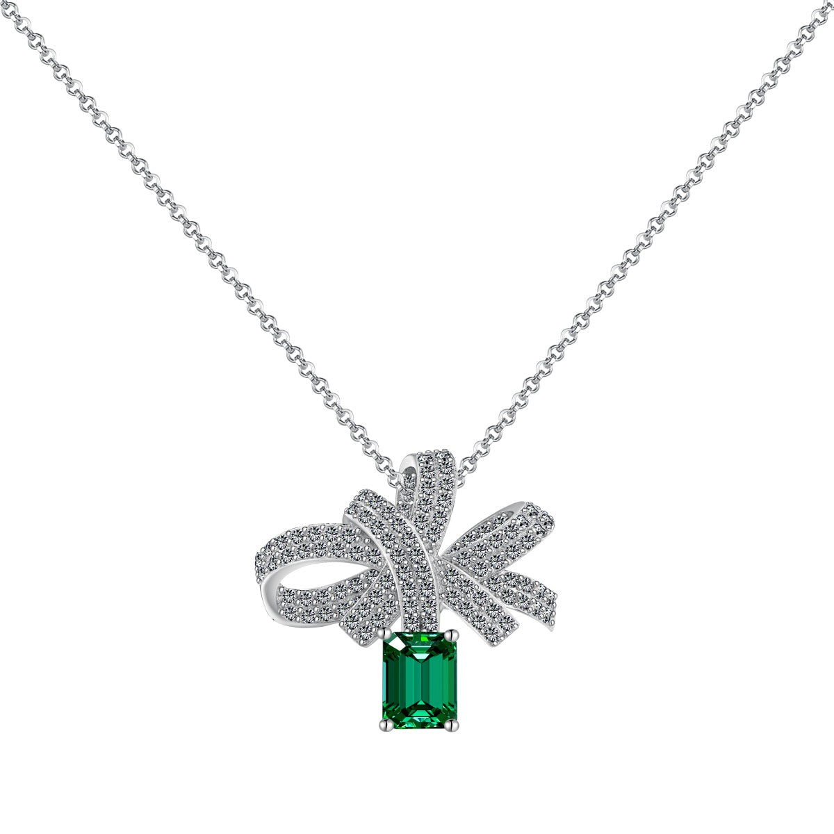 [Clover Jewelery]Luxurious Flower Shape Emerald Cut Necklace