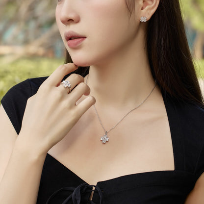 [Clover Jewelery]Heart-Shaped Four-Leaf Clover Bead Necklace