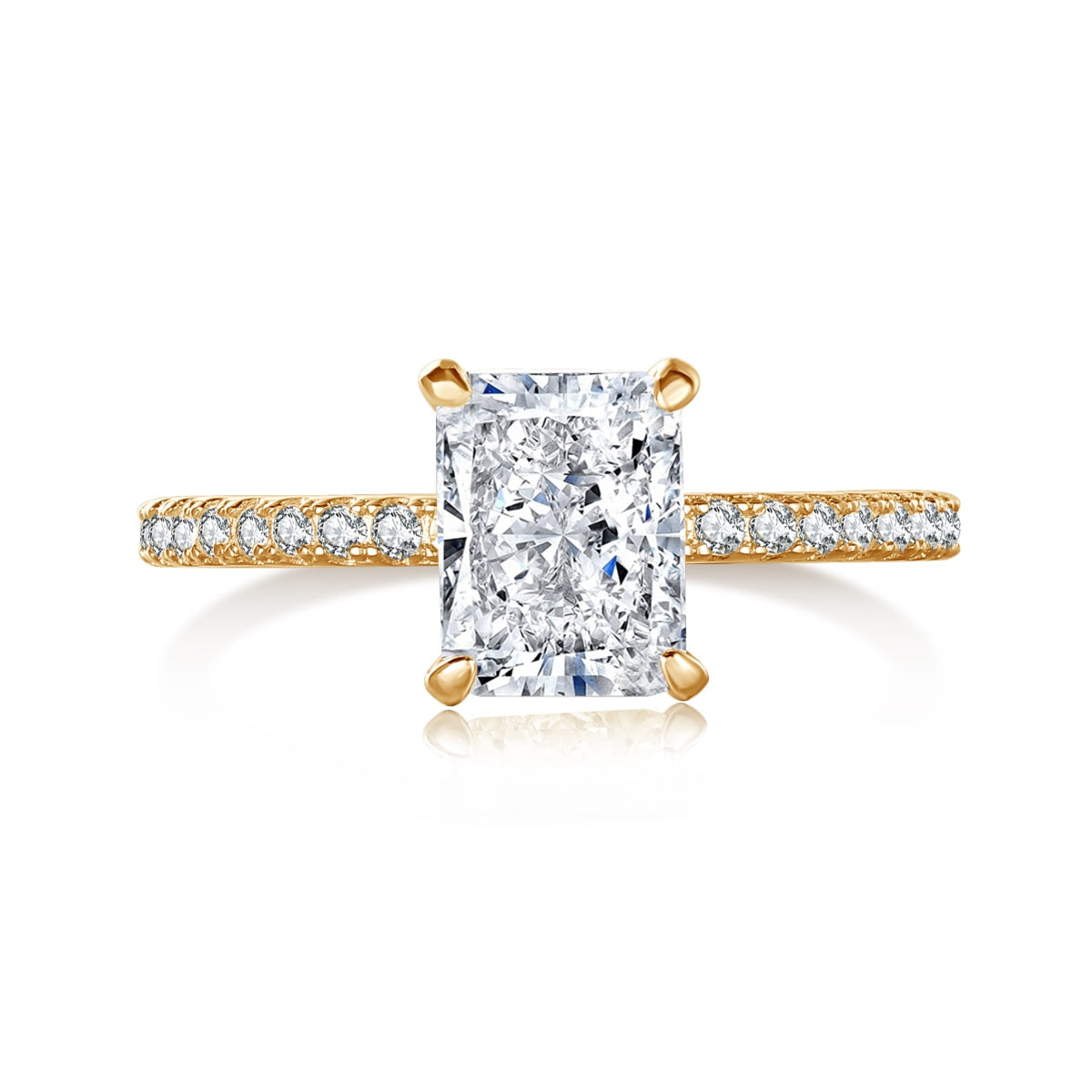 [Clover Jewelery]2.0 Carat Dazzling Sparkling Radiant Cut Party Ring