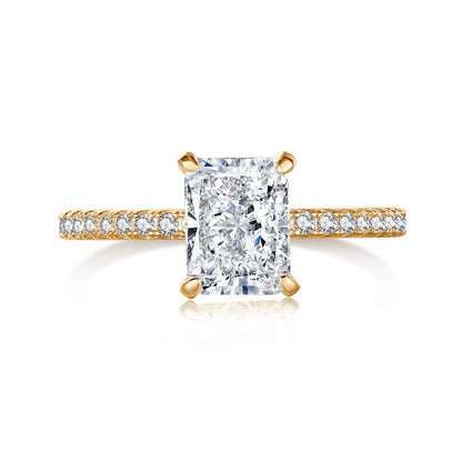 [Clover Jewelery]2.0 Carat Dazzling Sparkling Radiant Cut Party Ring