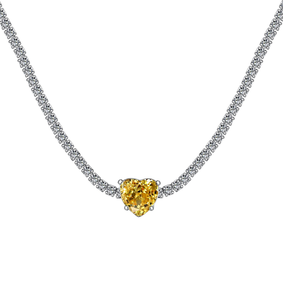 [Clover Jewelery]2.0 Carat Sparkling Tennis Heart Cut Necklace