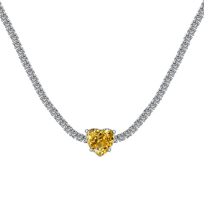 [Clover Jewelery]2.0 Carat Sparkling Tennis Heart Cut Necklace