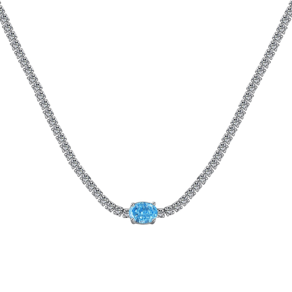 [Clover Jewelery]1.0 Carat Shining Oval Cut Necklace