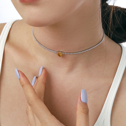 [Clover Jewelery]2.0 Carat Sparkling Tennis Heart Cut Necklace