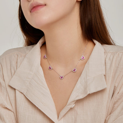 [Clover Jewelery]Sparkling Five Heart Necklace
