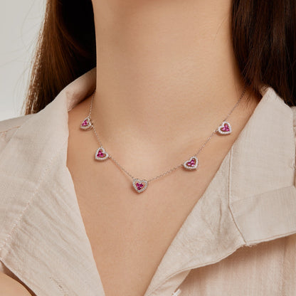 [Clover Jewelery]Sparkling Five Heart Necklace