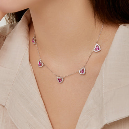 [Clover Jewelery]Sparkling Five Heart Necklace