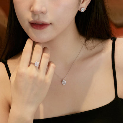 [Clover Jewelery]1.0 Carat Luxurious Dainty Emerald Cut Daily Earrings