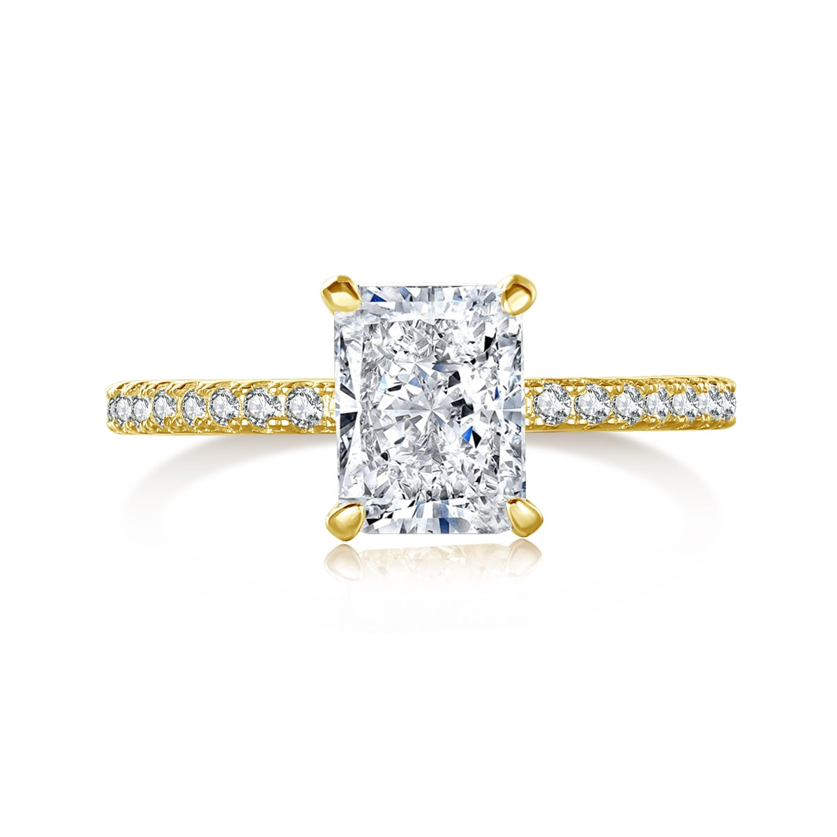 [Clover Jewelery]2.0 Carat Dazzling Sparkling Radiant Cut Party Ring