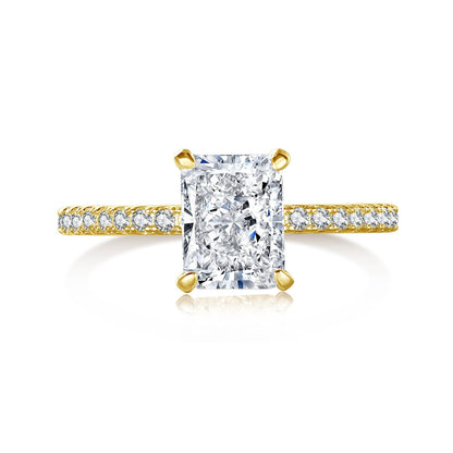 [Clover Jewelery]2.0 Carat Dazzling Sparkling Radiant Cut Party Ring