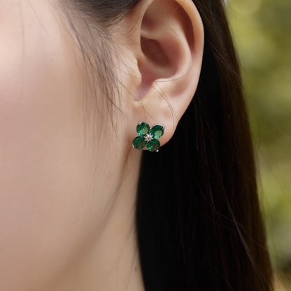 [Clover Jewelery]Four-Leaf Clover Eight-Pointed Star Earrings