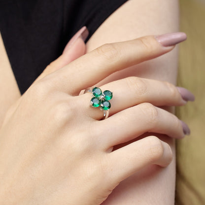 [Clover Jewelery]Four-Leaf Clover Eight-Pointed Star Ring
