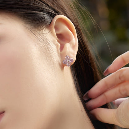 [Clover Jewelery]Four-Leaf Clover Eight-Pointed Star Earrings