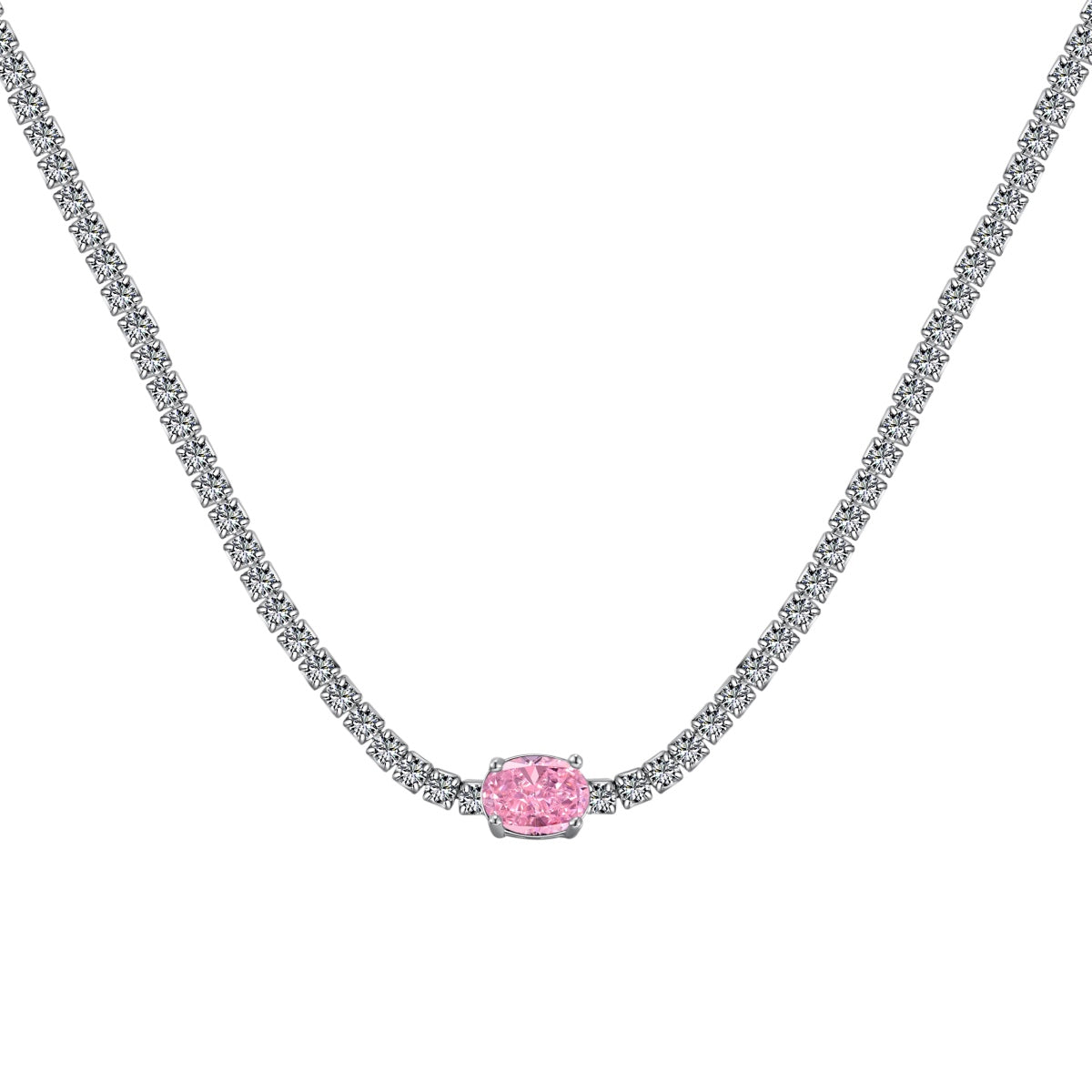 [Clover Jewelery]1.0 Carat Shining Oval Cut Necklace