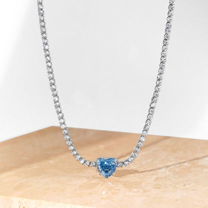 [Clover Jewelery]2.0 Carat Sparkling Tennis Heart Cut Necklace