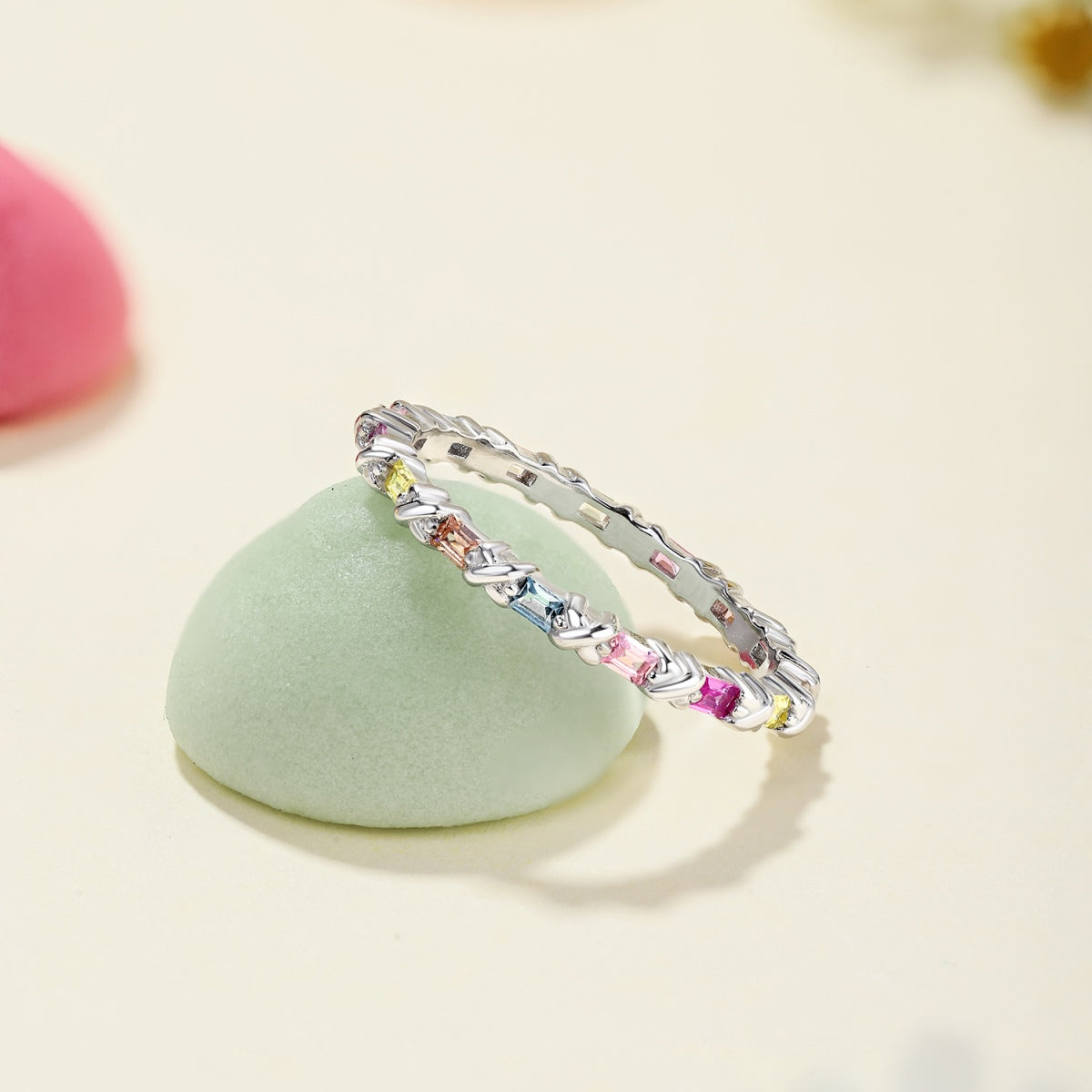 [Clover Jewelery]Charming Colorful Round Cut Daily Ring