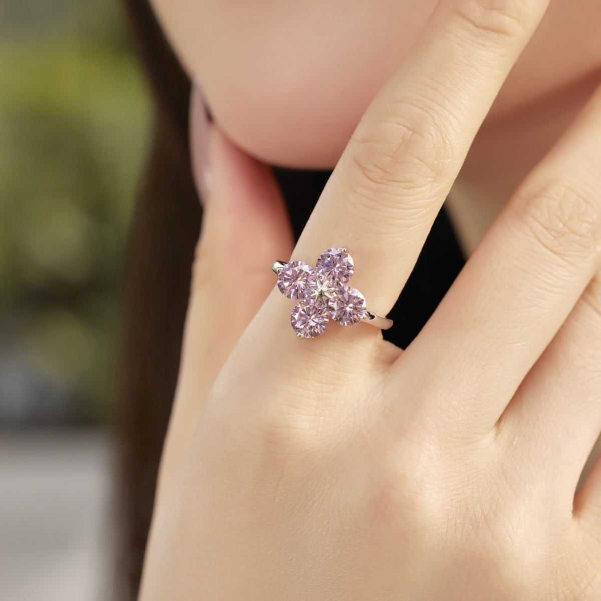 [Clover Jewelery]Four-Leaf Clover Eight-Pointed Star Ring