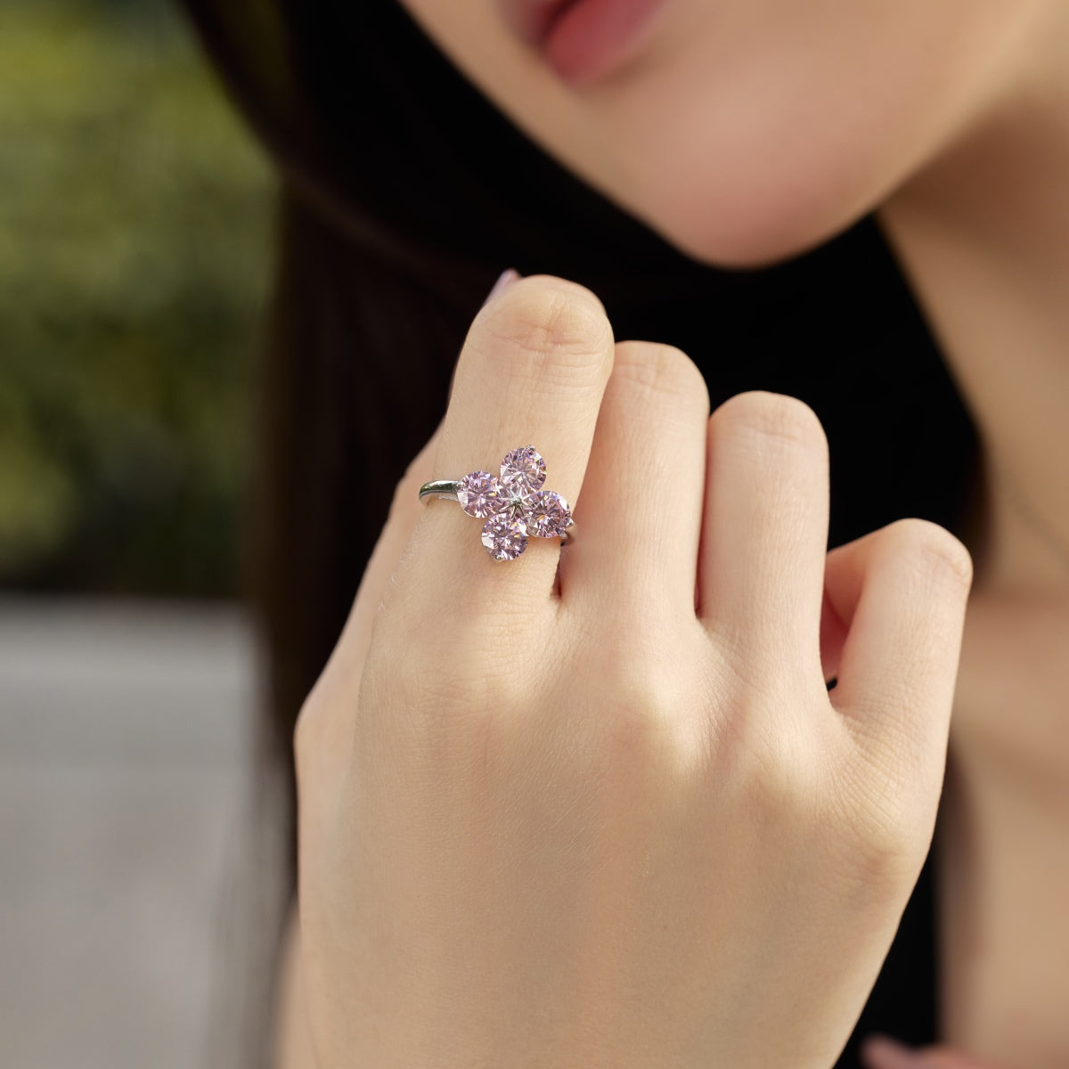 [Clover Jewelery]Four-Leaf Clover Eight-Pointed Star Ring
