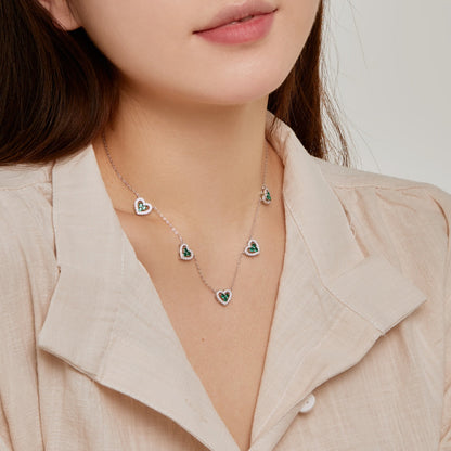 [Clover Jewelery]Sparkling Five Heart Necklace