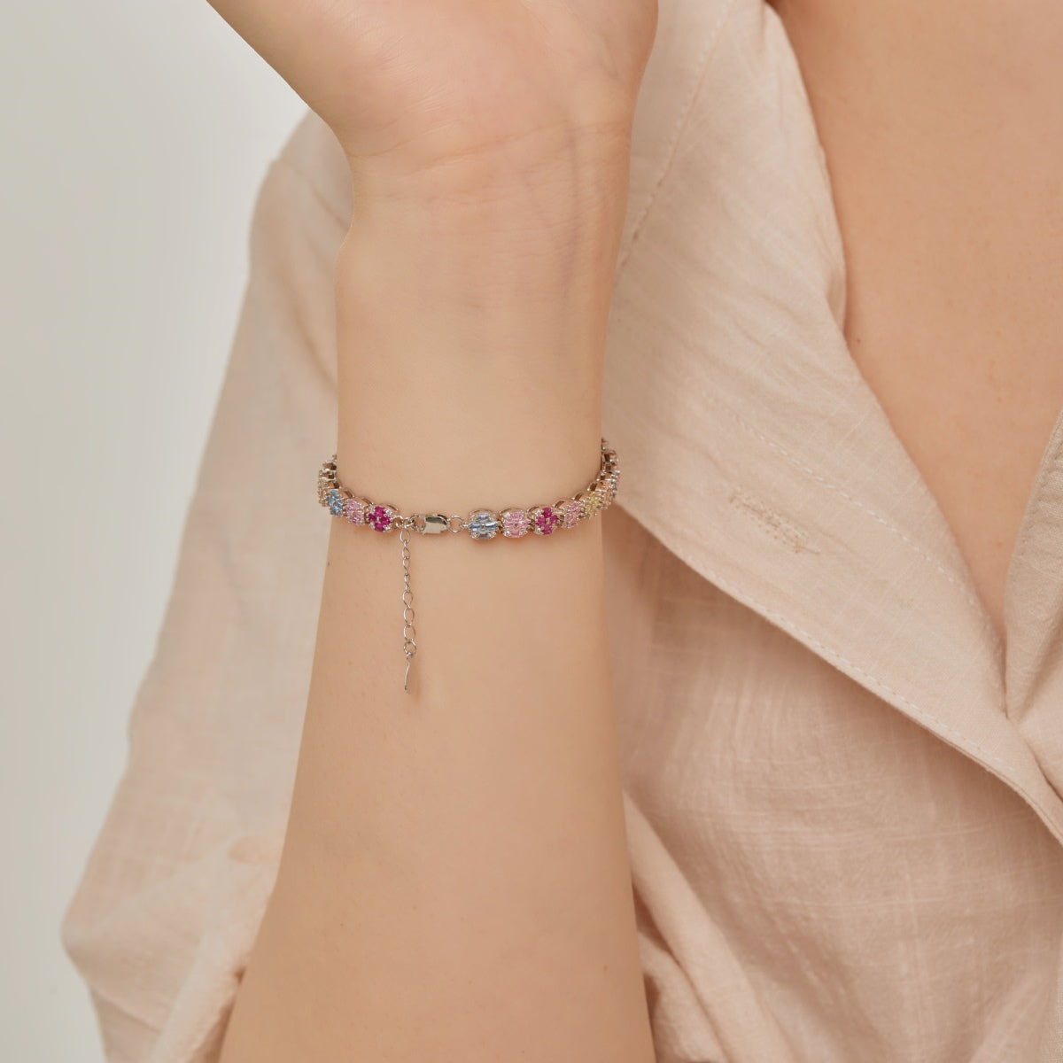 [Clover Jewelery]Delicate Colorful Emerald Cut Daily Bracelet