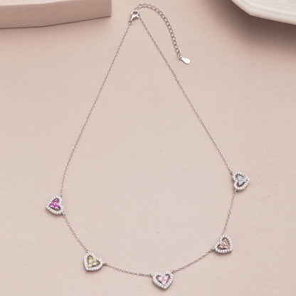 [Clover Jewelery]Sparkling Five Heart Necklace