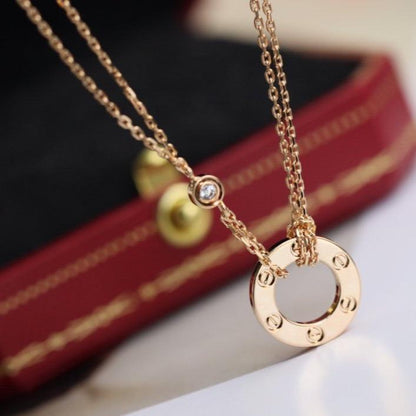 [Clover Jewelery]LOVE NECKLACE ADJUSTABLE ROSE GOLD 2 DIAMOND