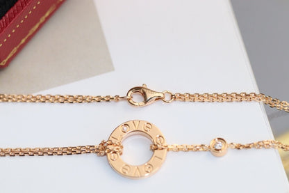 [Clover Jewelery]LOVE NECKLACE ADJUSTABLE ROSE GOLD 2 DIAMOND