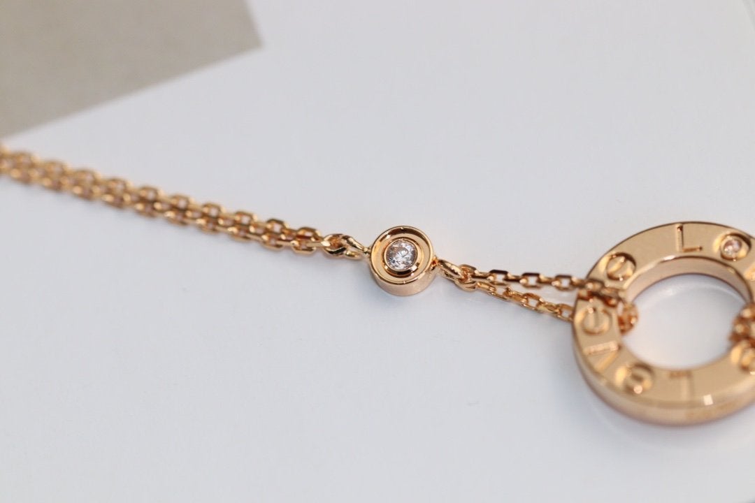 [Clover Jewelery]LOVE NECKLACE ADJUSTABLE ROSE GOLD 2 DIAMOND
