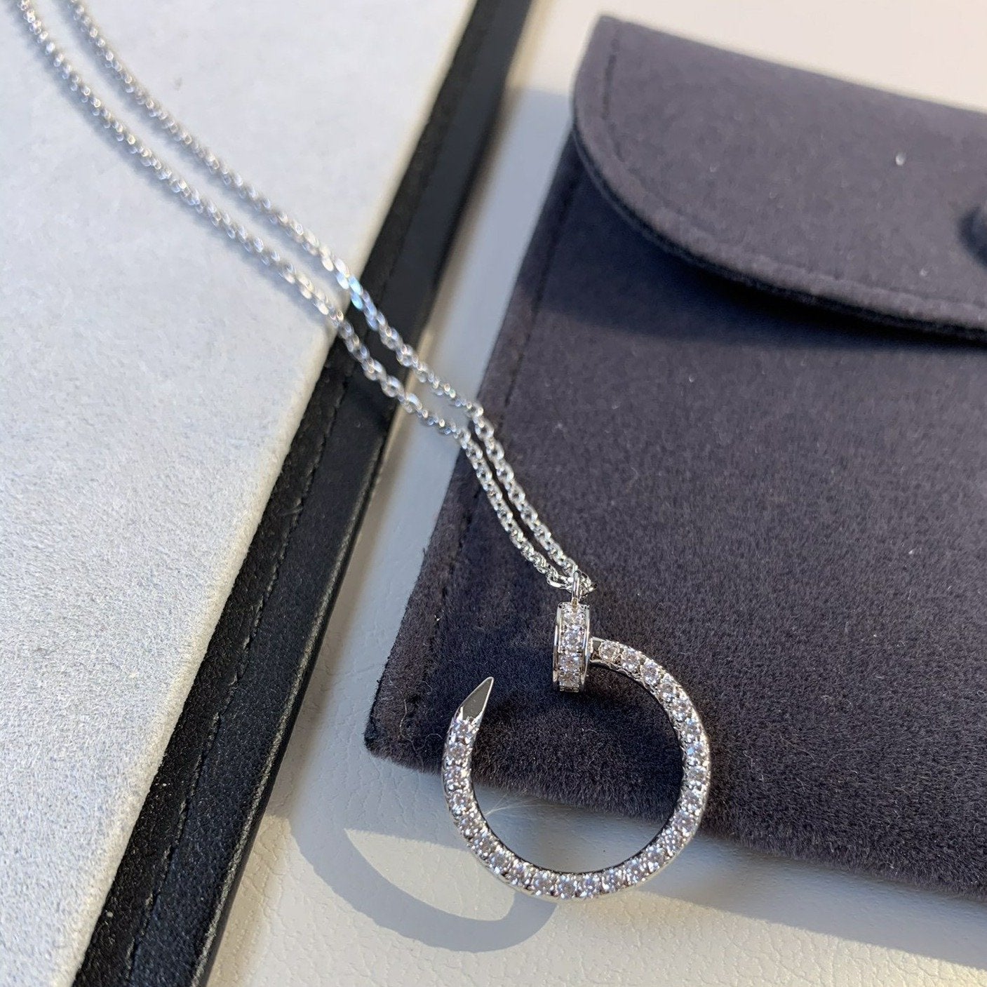[Clover Jewelery]JUSTE NECKLACE SILVER DIAMONDS