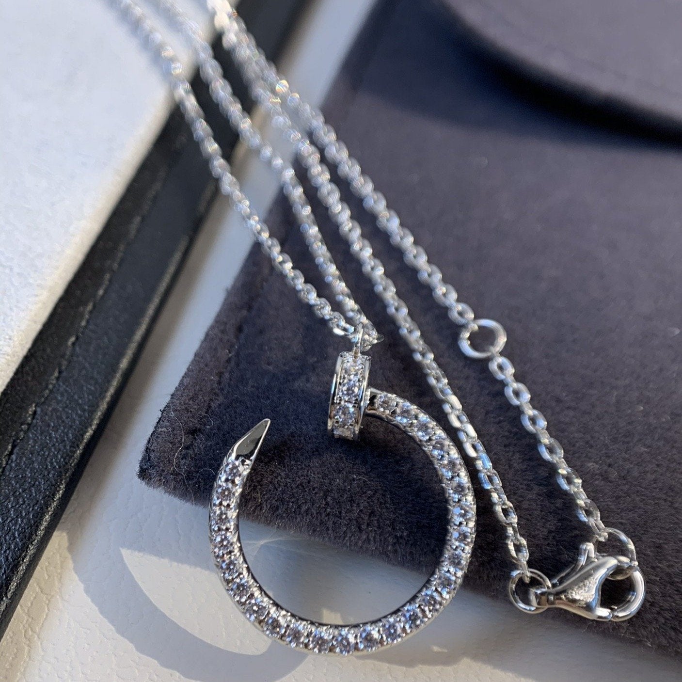 [Clover Jewelery]JUSTE NECKLACE SILVER DIAMONDS